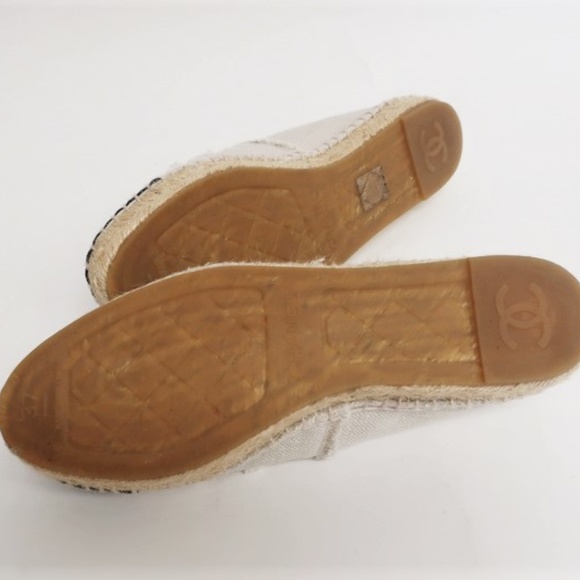 Chanel CC Cap Toe Espadrilles Natural/Black - Picture 6 of 6